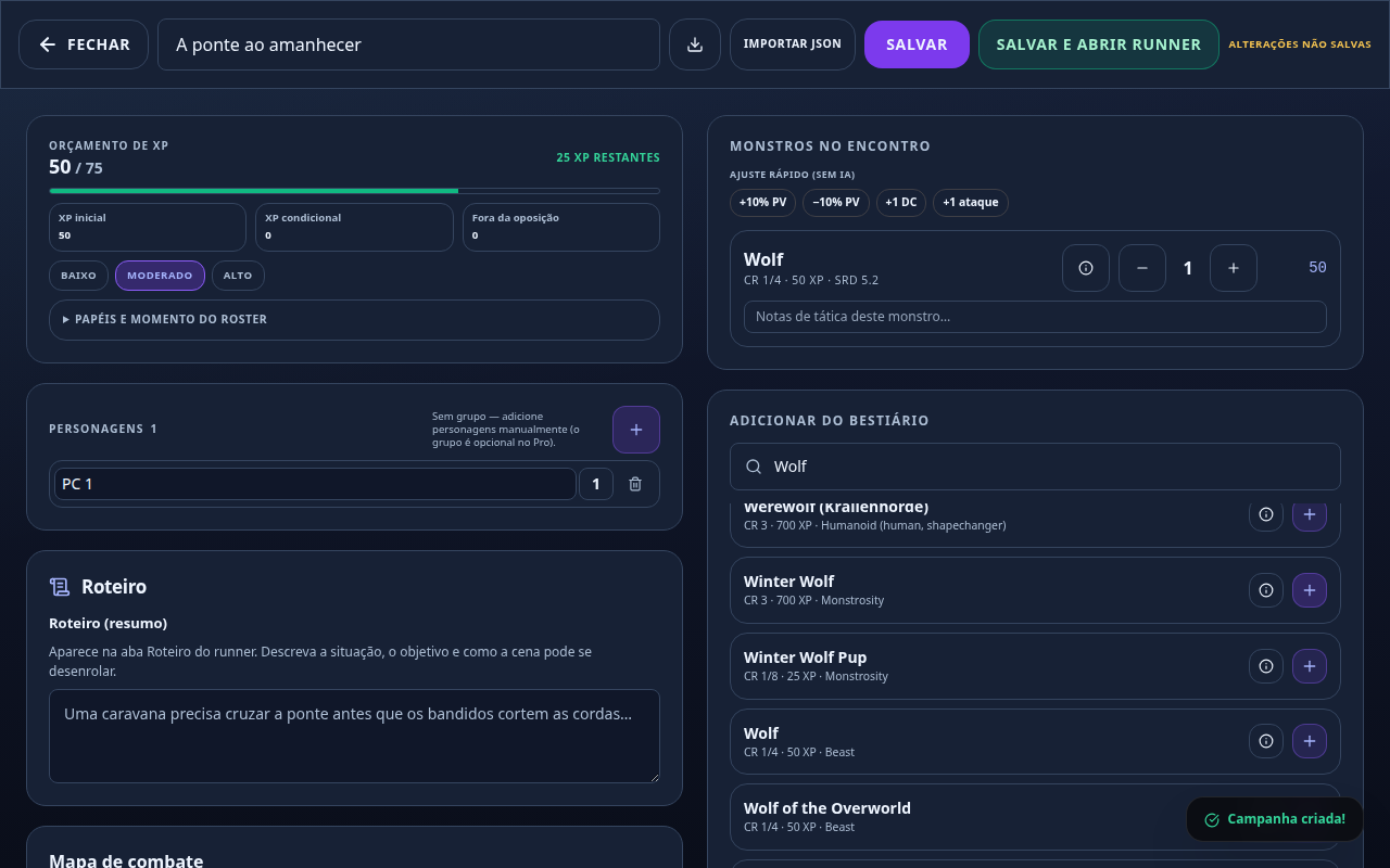 Da preparação ao combate — DnDTracker